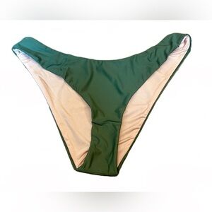 NWT J. Crew Safari Green Curved Waist Cheeky Bikini Bottom, Mid Rise, Medium